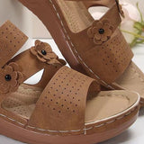 Flower Vegan Leather Wedge Sandals