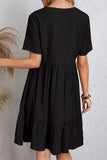 Full Size Ruched V-Neck Short Sleeve Dress