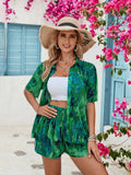 Printed Button Up Half Sleeve Top and Shorts Set