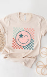 Star Wink Smiley Checker PLUS SIZE Graphic Tee