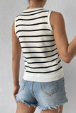 Striped Round Neck Knit Vest