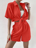 Button Up Half Sleeve Top and Shorts Set