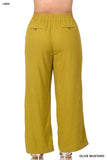 Plus Linen Drawstring-Waist Pants with Pockets