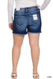 Plus Midi Raw Frayed Hem Denim Shorts