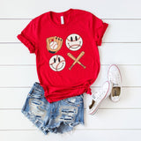 Vintage Bat And Baseball Smiley Face Tee