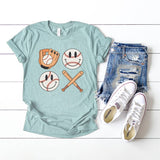 Vintage Bat And Baseball Smiley Face Tee