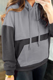 Drawstring Color Block Long Sleeve Hoodie