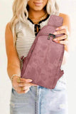 Rose Tan Plain Vintage Vegan Suede Crossbody Bag