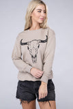 Cow Skull Crew Neck French Terry Sweatshirt