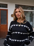 Black Heart Knit Sweater - Small-XL