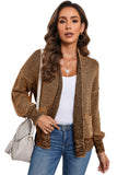 Brown Chunky Knit Pocketed Drop Sleeve Cardigan