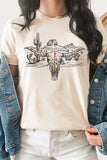 Longhorn Skull Western Desert Scene Graphic Tee