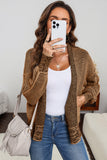 Brown Chunky Knit Pocketed Drop Sleeve Cardigan