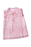 Pink Boho Floral Frill Trim Sleeveless Shirt