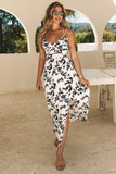 Crossover Hollow Out Maxi Floral Dress With Slit