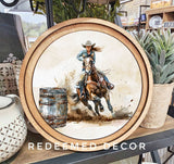 8" Round Barrel Racer Art