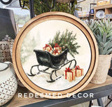 8" Round Black Sleigh Art
