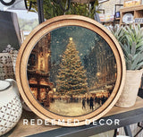 8" Round Christmas Tree Main Street Art