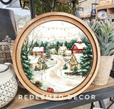 8" Round Christmas Village Art