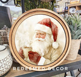 8" Round Cocoa Santa Art