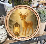 8" Round Deer Lantern Art