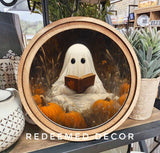 8" Round Ghost Book Art