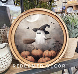 8" Round Ghostie Witch Art