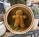 8" Round Gingerbread Man Art