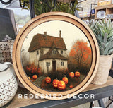 8" Round Halloween Farmhouse Art