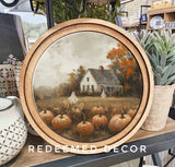 8" Round Halloween Pumpkin Farmhouse Art
