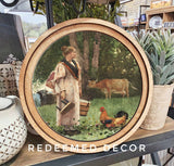 8" Round Milk Maid Art