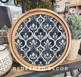 8" Round Moroccan Floral Art