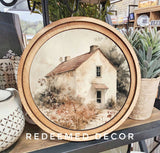 8" Round Muted Cottage Art