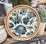 8" Round Navy Thistle Art