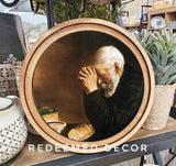 8" Round Praying Man Art
