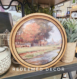 8" Round Riverside Farm Art