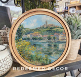 8" Round Riverside Village Art