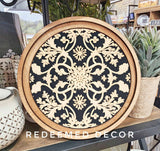 8" Round Rococo Navy Art