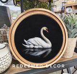 8" Round Swan Art