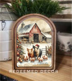 Arch Top Christmas Pigs Framed Art