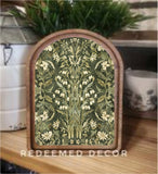 Arch Top Dark Green Morris Framed Art