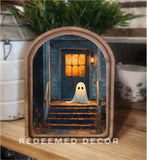 Arch Top Ghost On Porch Framed Art