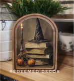 Arch Top Halloween Books Framed Art