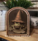Arch Top Halloween Frog Framed Art
