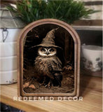 Arch Top Halloween Owl Framed Art