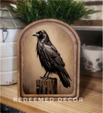 Arch Top Halloween Raven Framed Art