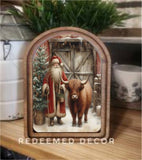 Arch Top Highland Santa Red Framed Art