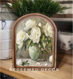 Arch Top Muted Peony Framed Art