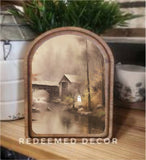 Arch Top Riverside Ghost Framed Art