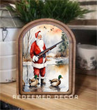 Arch Top Santa Duck Hunting Framed Art